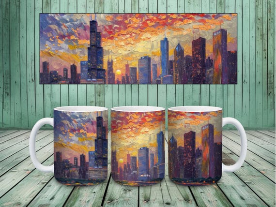 Chicago Skyline Sunset Mug