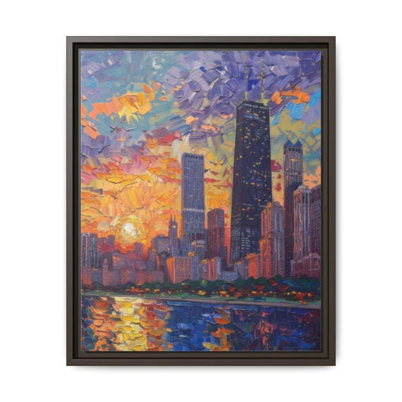 Bold Purple & Rose Gold Chicago Skyline