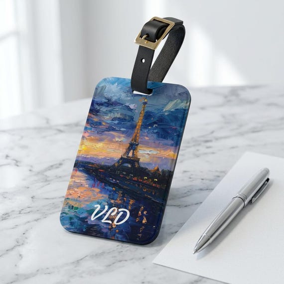 Eiffel Tower Luggage Tag - Personalized Paris Travel Tag with Monogram