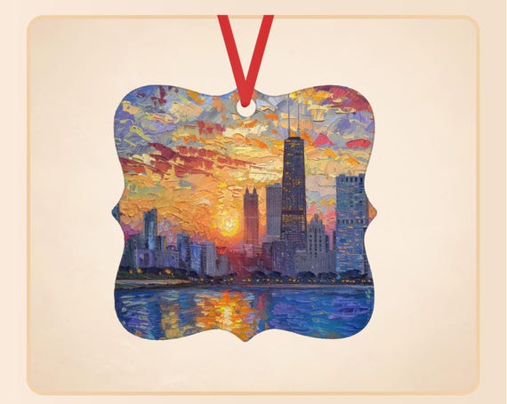 Chicago Skyline Family Ornament, Personalized Family Keepsake
