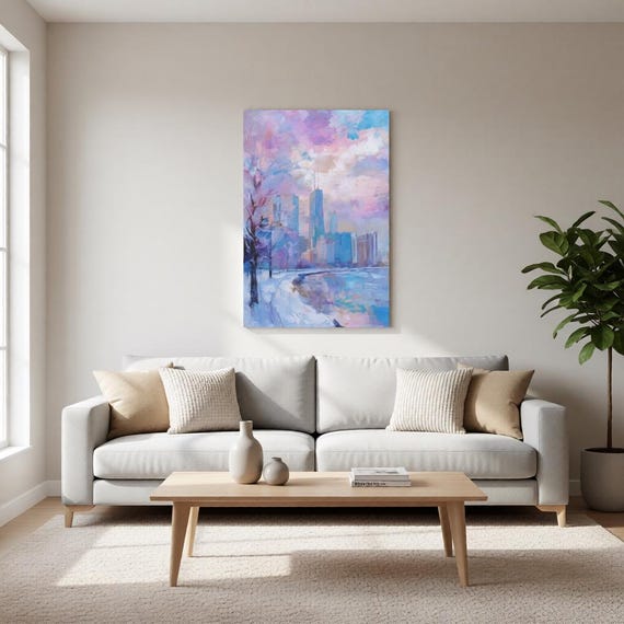 Chicago Winter Skyline Metal Wall Art