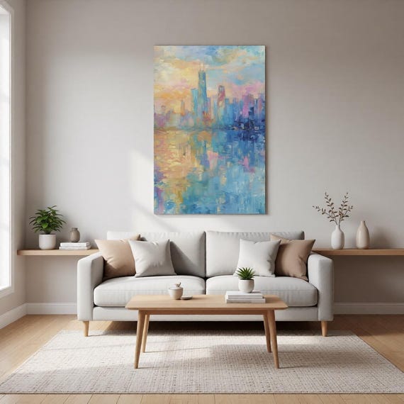 Chicago Skyline Reflections Metal Wall Art