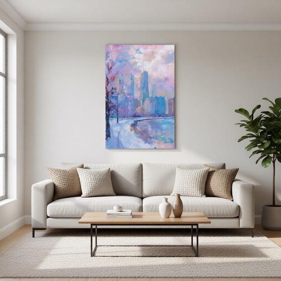 Chicago Winter Skyline Canvas Wall Art