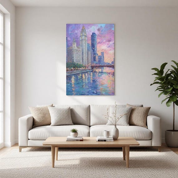 Chicago Riverfront Tower Canvas Wall Art