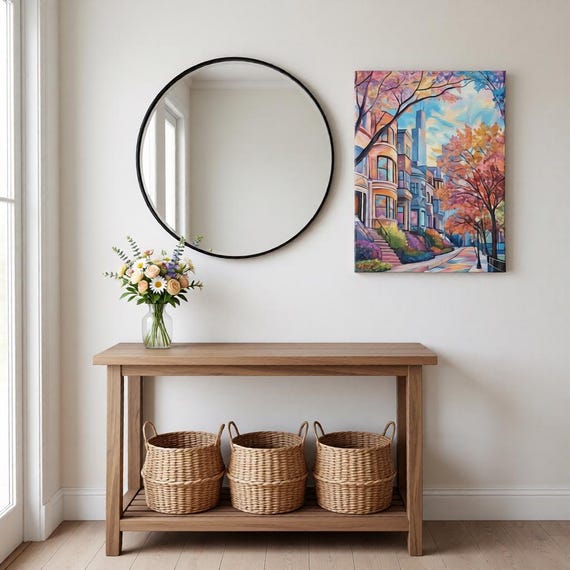 Chicago Neighborhood Brownstone Canvas Wall Art