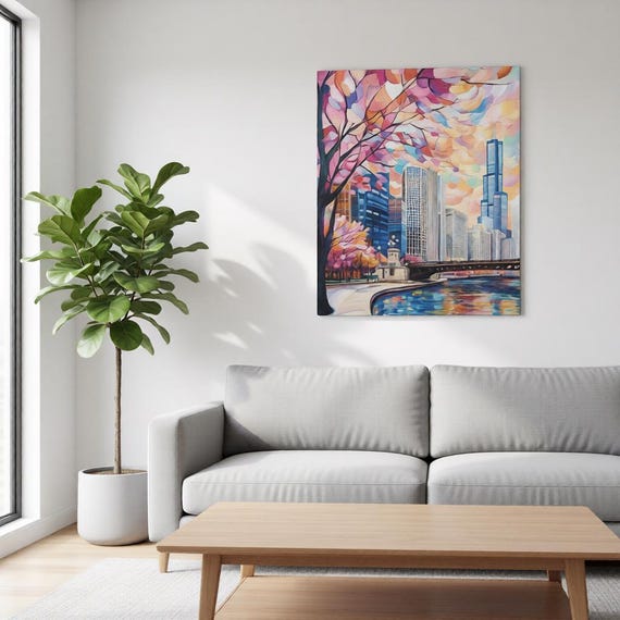 Chicago Riverwalk Architecture Canvas Wall Art