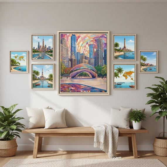 Chicago Bean Reflections Floating Frame Canvas