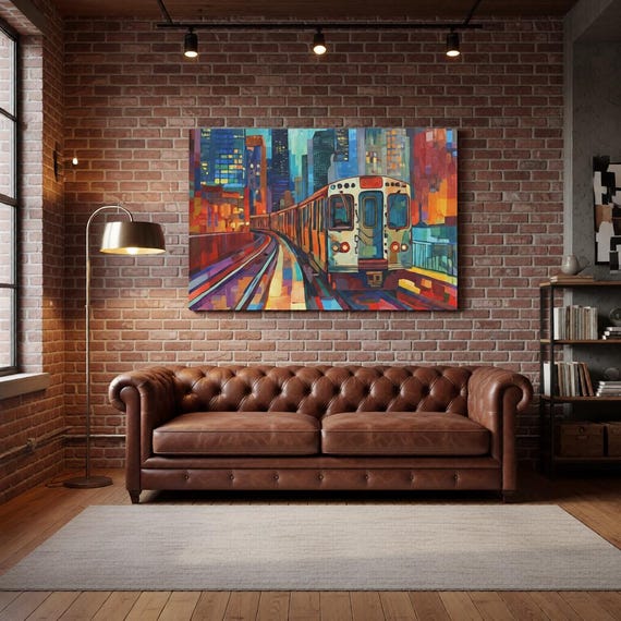 Chicago Abstract L-Train Metal Wall Art