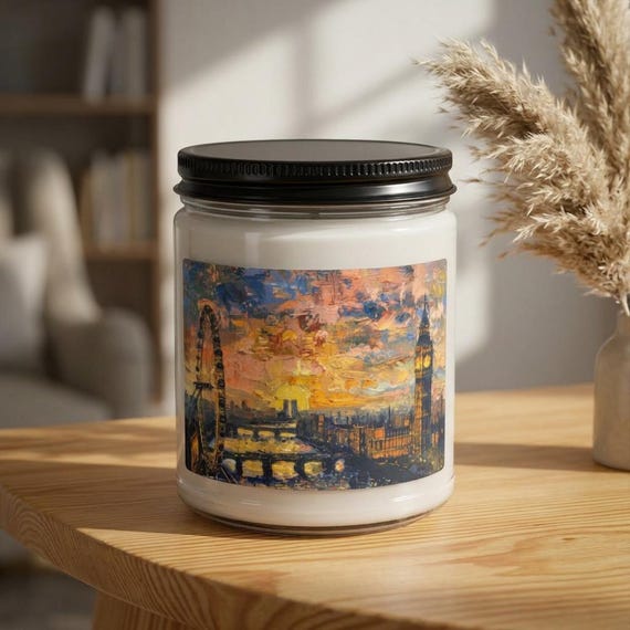 London Skyline Sunset Candle