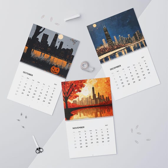 Chicago 2027 Wall Calendar - Minimalist Skyline Art